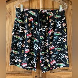 Men Friends How You Doin’? Central Perk Black lounge sleep shorts - size S